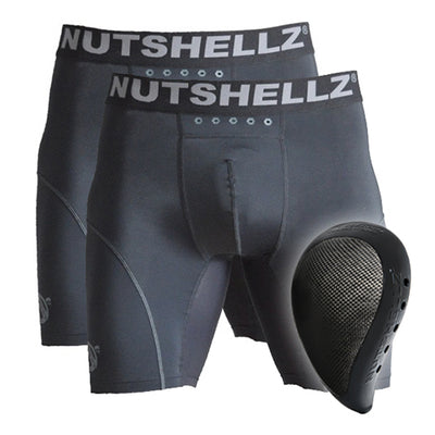 Nutshellz® Ballistic Groin Armor + 2 Jock Short Combo | Black | Level 2